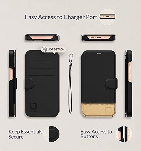 Чанта-портфейл LUPA за iPhone XR, здрав и тънък, лек, с класически дизайн и тежка рамка от магнитна закопчалка, Изкуствена