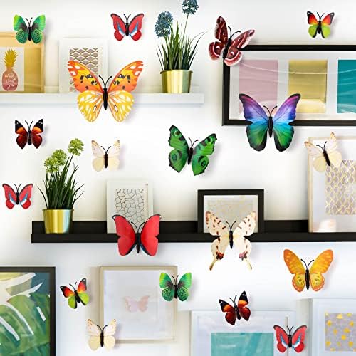 LiveGallery 72 БР 6 Цвята на Сменяемите 3D DIY Красиви Стикери за Стена с Пеперуди, Цветни Пеперуди, Арт Декорация, Стикери