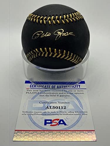 Пийт Роуз Подписа Автограф на Официалния MLB Бейзбол Black & Gold Дантела PSA DNA * 12 Бейзболни топки с автографи