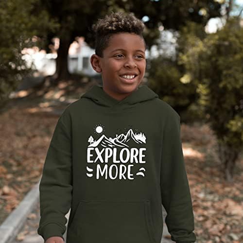 Детска hoody с качулка от порести руно Explore More - Детска hoody с думата дизайн - Графичен hoody за деца