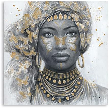 Giclée Artwork Платно Стенно Изкуство Момиче, Вожд на Индианците Жените Цветна Картина С Пера 24 x 36Ретро Абстрактен