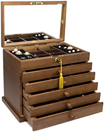TREXD Дървена Кутия за съхранение на Ковчег за Бижута Органайзер В китайски стил Ретро с Голям Капацитет от новозеландской