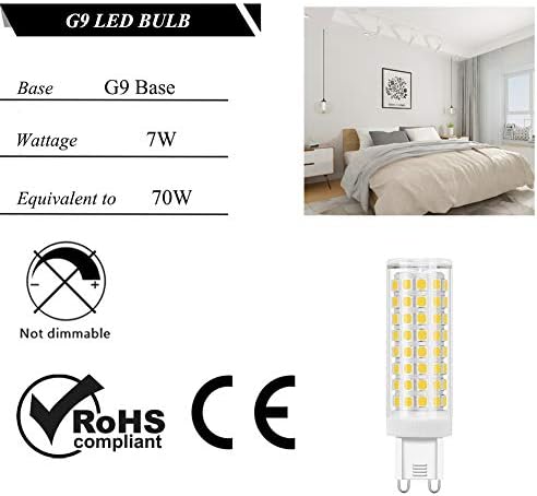 Led лампа SumVibe G9 7 W, Смяна на халогенна крушка от 70 W 75 W G9, Дневен Бяло 6000 К, променлив ток 100-240 В, Лампа