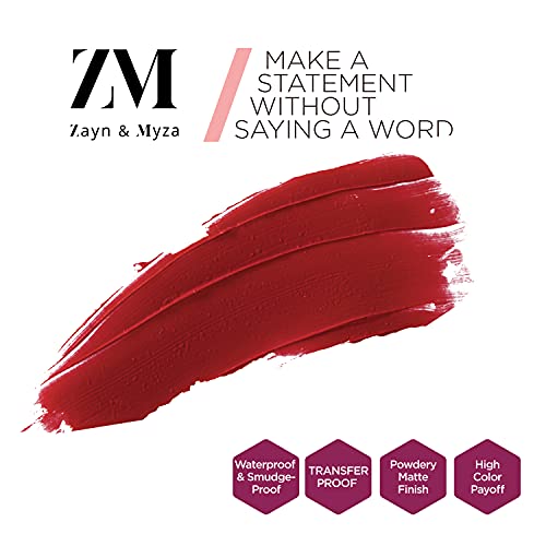 ZM Zayn & Myza Вегетариански Transfer-Proof Power Matte Lip Color - Течна червило, устойчива, не се разпространява, водоустойчиво,