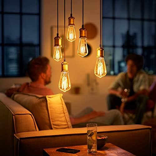 Лампи VICTOGATE LED Edison, 6 W, Еквивалент на 60 W, Без регулиране на яркост, по-Топъл Бял 2700K висока яркост, ST58, 80+ CRI, Средна база E26, Прозрачно стъкло, опаковки от 8