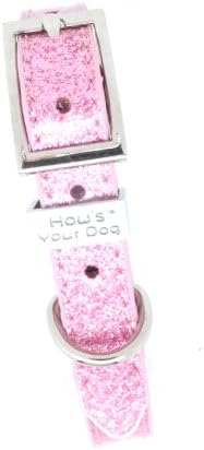 Кожен нашийник за кучета Bedazzle с блестящ завършек от диаманти и Розово, Голям (16 -21)