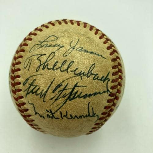 Ръс Hodges Хари Кэрей Ърни Харвелл 1953 Джайънтс Broadcast Подписан Бейзболен PSA - Бейзболни топки с автографи