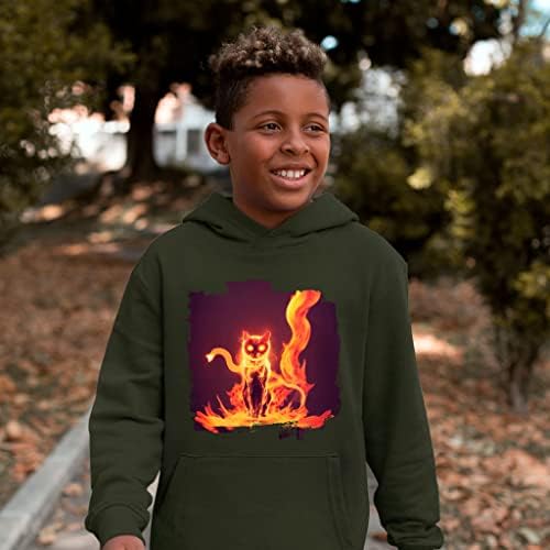 Детска hoody от порести руно Black Cat - Flames Kids' Hoodie - Велосипедна hoody за деца