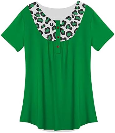 Дамски Летни Блузи с Къс ръкав, Елегантни Ежедневни Тениски с V-образно деколте на 3 Копчета, Скъпа Блуза-Туника с Градиентным